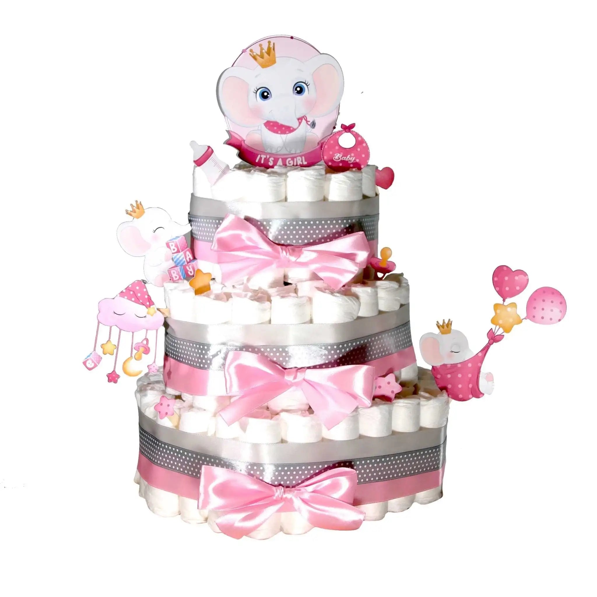 Elephant Diaper Cake Kit - "It's a Girl"/"It's a Boy" - MyDiaperCake
